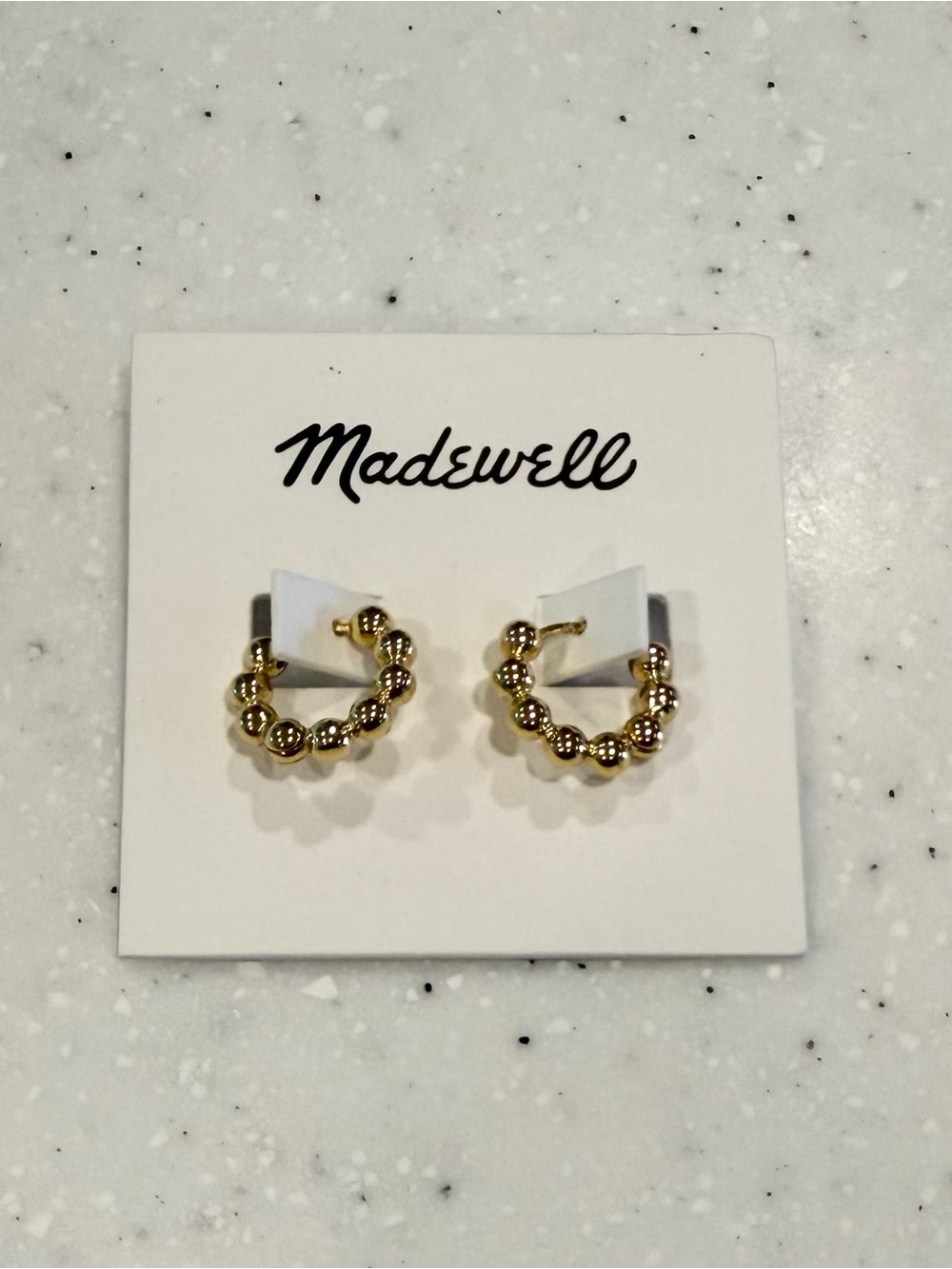 NWT Madewell Gold tone Beaded Huggie earrings
